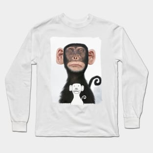 Disinterested Monkey with Drawing Long Sleeve T-Shirt